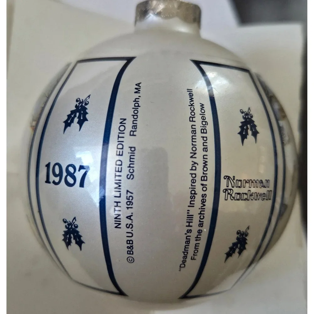 Norman Rockwell 1987 Christmas Ornament Deadmans Hill Schmid Limited Edition Box